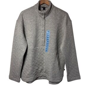 EDDIE BAUER QUILTED PULLOVER WOMEN GREY SWEATER SIZE LARGE BRAND NEW WITH TAGS